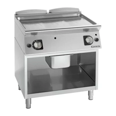 GIORIK - Déclassé - Plancha gaz acier chromé surface de cuisson double lisse sur baie libre P. 700 mm