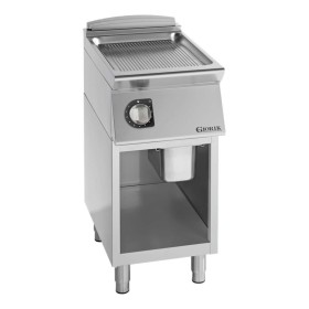 GIORIK - Déclassé - Plancha électrique acier chromé surface de cuisson simple nervurée sur baie libre P. 700 mm