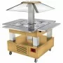DIAMOND - Ilot buffet chauffant bain marie 4x GN1/1-150 Bois Clair