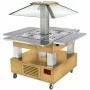 DIAMOND - Ilot buffet chauffant bain marie coupole motorisé 4x GN1/1-150 Bois Clair
