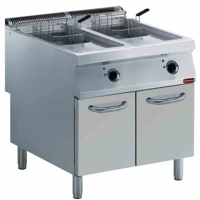 DIAMOND - Friteuse électrique 2 cuves 15 L sur meuble