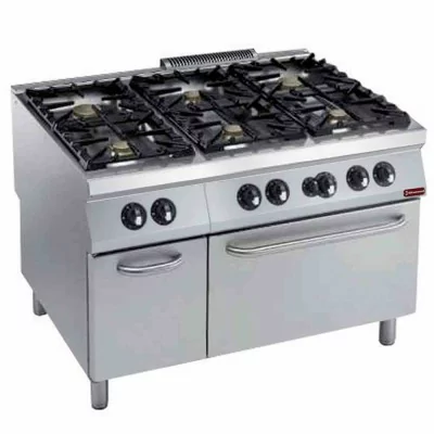 DIAMOND - Fourneau 6 feux vifs four gaz GN 2/1 armoire neutre