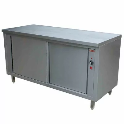 DIAMOND - Table armoire chauffante portes coulissantes traversante centrale P.700 mm L. 2000 mm