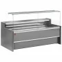 DIAMOND - Comptoir vitrine réfrigéré à vitre droite 90° ventilé avec réserve gris L. 3000 mm