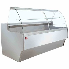 DIAMOND - Comptoir vitrine réfrigéré à vitre bombée ventilé avec réserve gris/blanc L. 3000 mm