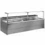 DIAMOND - Comptoir vitrine réfrigéré à vitre droite 90° sur pistons ventilé avec réserve gris L. 3000 mm