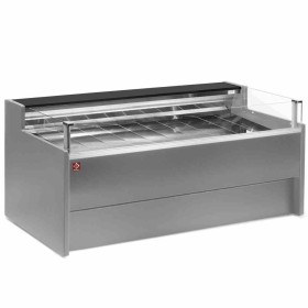 DIAMOND - Comptoir vitrine réfrigéré à vitre Self-service ventilé avec réserve gris L. 3000 mm
