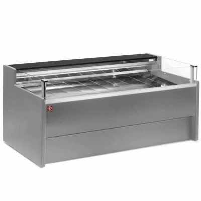 DIAMOND - Comptoir vitrine réfrigéré à vitre Self-service ventilé avec réserve gris L. 3000 mm
