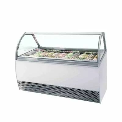 TEFCOLD - Vitrine ventilée pour glace en bac vitrage bombé 201 L