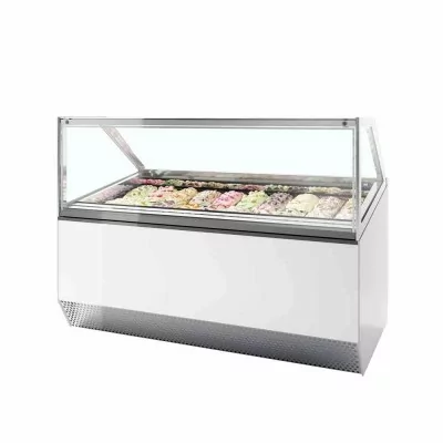 TEFCOLD - Vitrine ventilée pour glace en bac vitrage droit 201 L