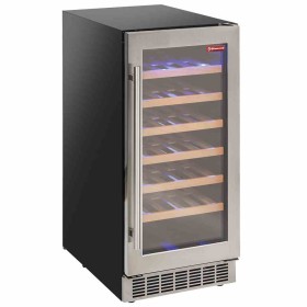 DIAMOND - Vitrine cave à vins ventilée porte en acier inox 106 L noire
