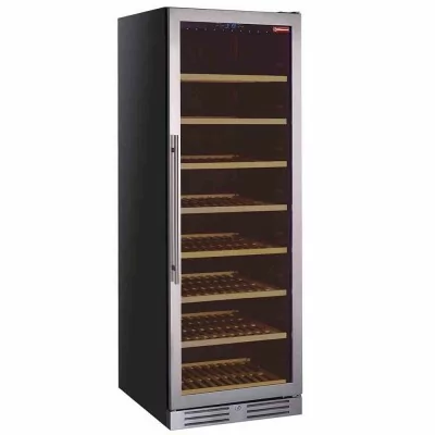 DIAMOND - Vitrine cave à vins ventilée porte en acier inox 470 L noire