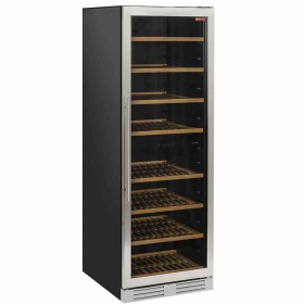 DIAMOND - Vitrine cave à vins ventilée porte en acier inox 470 L 2 températures noire