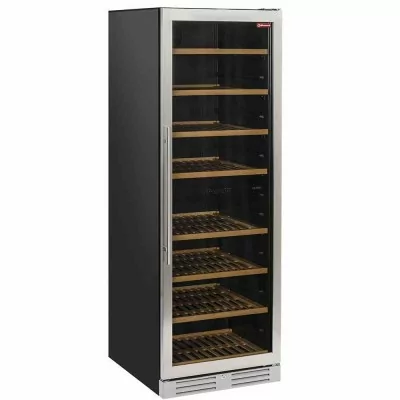 DIAMOND - Vitrine cave à vins ventilée porte en acier inox 470 L 2 températures noire