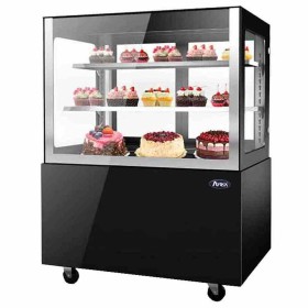 ATOSA - Vitrine droite service arrière noire 2 étagères 320 L