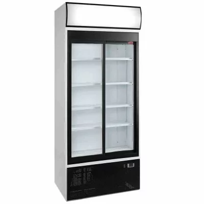 DIAMOND - Déclassé - Armoire positive 2 portes coulissantes 760 L avec caisson lumineux