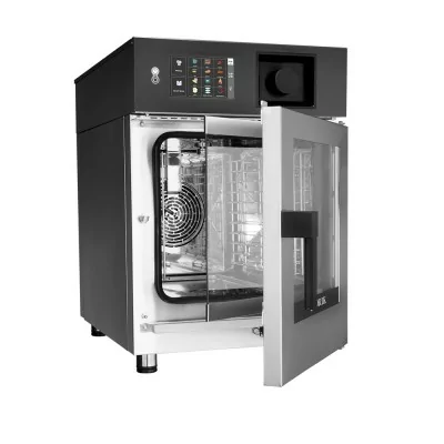 GIORIK - Four mixte compact gaz écran digital 7'' 6 niveaux GN 1/1 vapeur symbiotique et lavage intégré