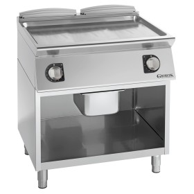 GIORIK - Plancha électrique acier chromé surface de cuisson double lisse 80x90x90