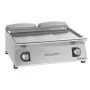 GIORIK - Plancha électrique acier chromé surface de cuisson double lisse 80x90x25
