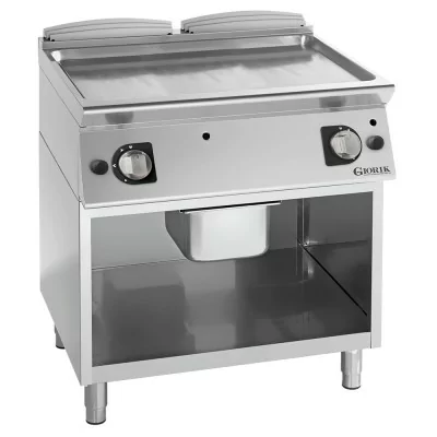 GIORIK - Plancha gaz acier chromé surface de cuisson double lisse 80x90x90