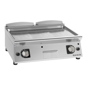 GIORIK - Plancha gaz acier chromé surface de cuisson double lisse 80x90x25
