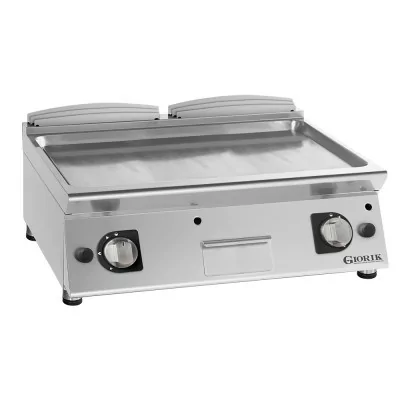 GIORIK - Plancha gaz acier chromé surface de cuisson double lisse 80x90x25