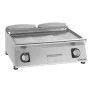GIORIK - Plancha électrique acier chromé surface de cuisson double mi-lisse/ mi-rainurée 80x90x25