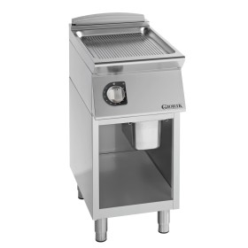 GIORIK - Plancha électrique acier chromé surface de cuisson simple rainurée 40x90x90