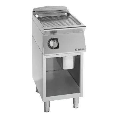 GIORIK - Plancha électrique acier chromé surface de cuisson simple rainurée 40x90x90