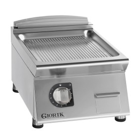 GIORIK - Plancha électrique acier chromé surface de cuisson simple rainurée 40x90x25