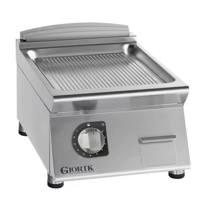 GIORIK - Plancha électrique acier chromé surface de cuisson simple rainurée 40x90x25