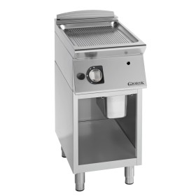 GIORIK - Plancha gaz acier chromé surface de cuisson simple rainurée 40x90x90