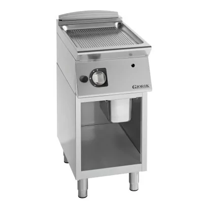 GIORIK - Plancha gaz acier chromé surface de cuisson simple rainurée 40x90x90