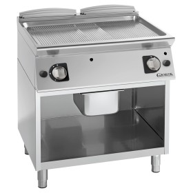GIORIK - Plancha gaz acier chromé surface de cuisson double rainurée 80x90x90