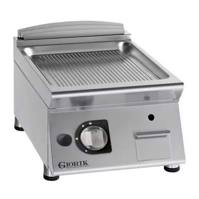 GIORIK - Plancha gaz acier chromé surface de cuisson simple rainurée 40x90x25