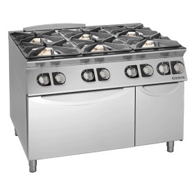 GIORIK - Fourneau feux vifs gaz 6 feux four électrique et placard 120x90x90