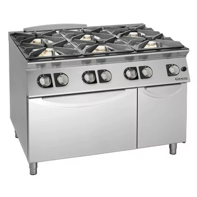 GIORIK - Fourneau feux vifs gaz 6 feux four gaz et placard 120x90x90