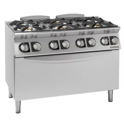 GIORIK - Fourneau feux vifs gaz 6 feux four électrique XL 120x90x90