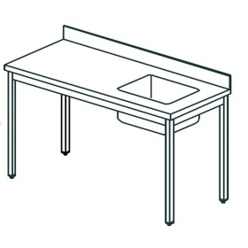 TECNOX - Table du chef bac à droite 220x70x90