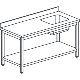 TECNOX - Table du chef avec étagère basse bac à droite 220x70x90