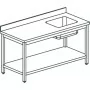 TECNOX - Table du chef avec étagère basse bac à droite 220x70x90