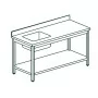 TECNOX - Table du chef avec étagère basse bac à gauche 220x60x90