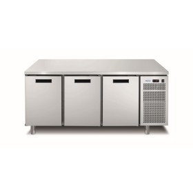 AFINOX - Meuble réfrigéré GN1/1 négatif 3 portes groupe logé inox avec dosseret