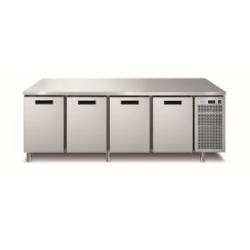 AFINOX - Meuble réfrigéré GN1/1 négatif 4 portes groupe logé inox avec dosseret