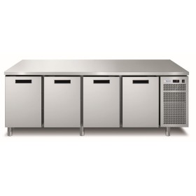 AFINOX - Meuble réfrigéré GN1/1 positif 4 portes groupe logé inox avec dosseret
