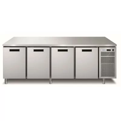 AFINOX - Meuble réfrigéré GN1/1 positif 4 portes groupe logé inox avec dosseret