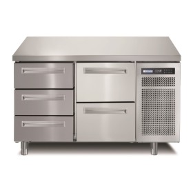 AFINOX - Meuble réfrigéré GN1/1 positif 3x 1/3 tiroirs + 2x 1/2 tiroirs groupe logé inox central