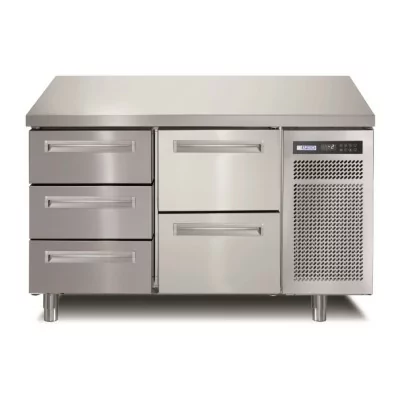 AFINOX - Meuble réfrigéré GN1/1 positif 3x 1/3 tiroirs + 2x 1/2 tiroirs groupe logé inox central