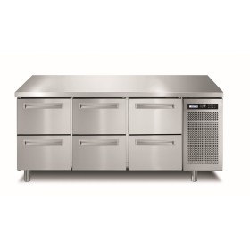 AFINOX - Meuble réfrigéré GN1/1 positif 3x 2x1/2 tiroirs groupe logé inox central