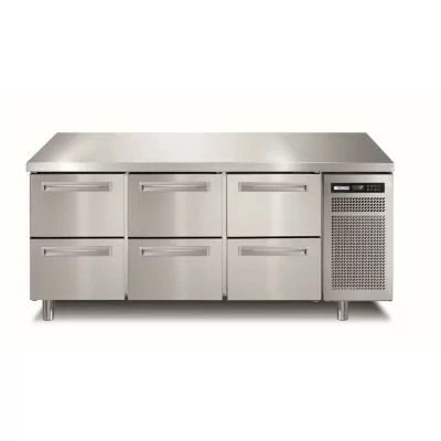AFINOX - Meuble réfrigéré GN1/1 positif 3x 2x1/2 tiroirs groupe logé inox central
